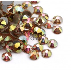 Strasuri din Cristale 100 bucati SC249 Gold cu Reflexii Red 1,3mm